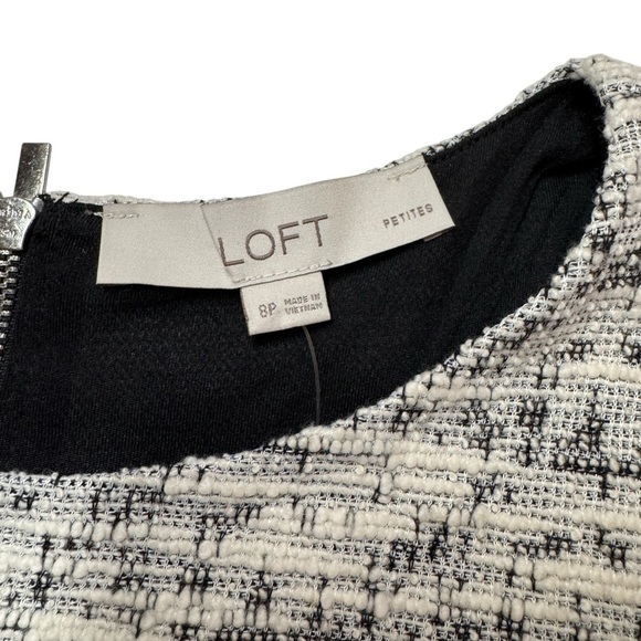 NWT Loft Boucle Tweed Ivory black sleeveless dress women’s 8 P career dressy - Picture 6 of 15